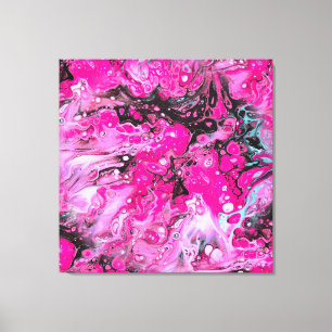 Toile Abstrait en rose, noir et blanc