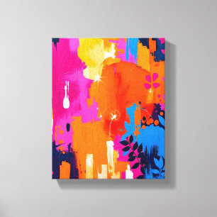 Toile Abstrait Floral Pop Art Vibrant