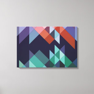 Toile Abstrait Géométrique Marine Bleu Vert Brown Élégan