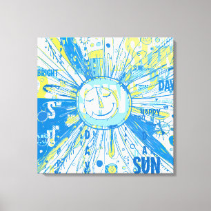 Toile Abstrait Happy Whimsical Sun Word Art