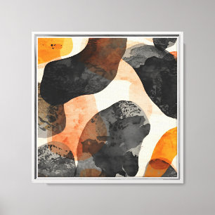 Toile Abstrait moderne noir et orange