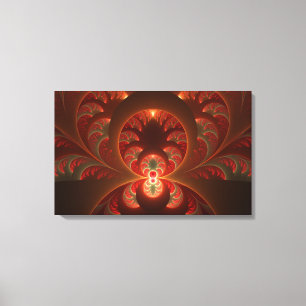 Toile Abstrait orange rouge fractal Triptych