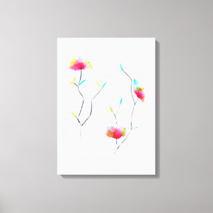 Toile Abstrait rose d'inspiration japonaise florale simp