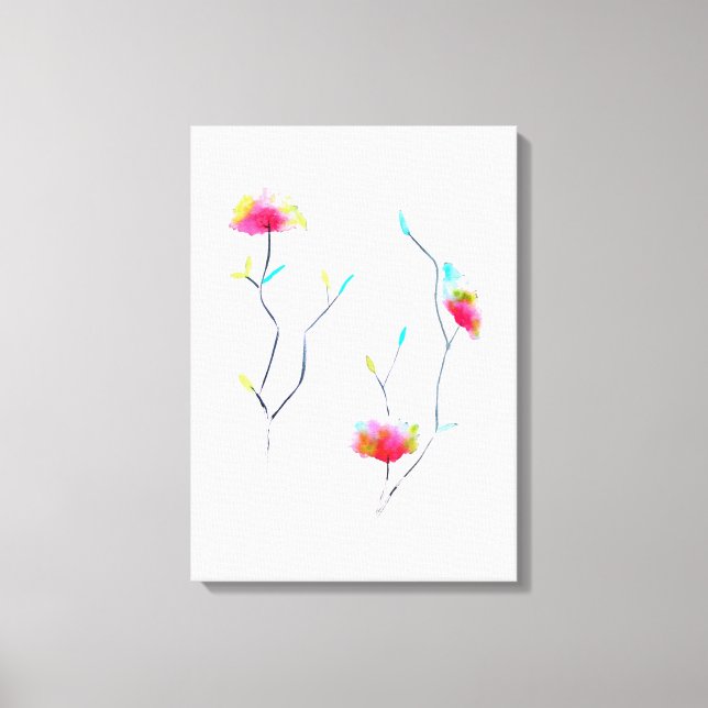 Toile Abstrait rose d'inspiration japonaise florale simp (Recto)