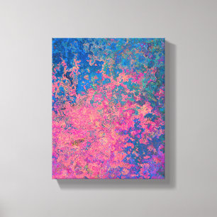 Toile Abstrait, rose, violet et bleu, encre d'alcool