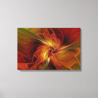 Abstrait Rouge Orange Brown Vert Fractal Art Flowe