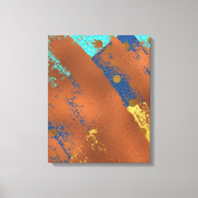 Toile Abstraite Artwork Bleu Cuivre Or (Recto)
