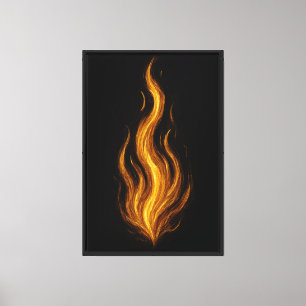 Toile Abstraite de flamme d'or