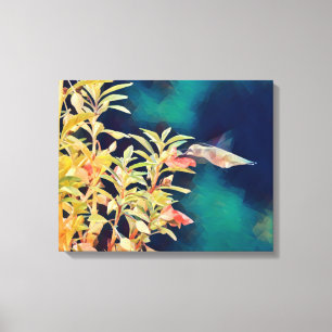 Toile Abstraite Fleurs de colibri Imprimer