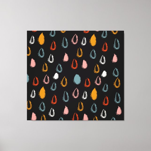 Toile Abstraite goutte de pluie boho, doodle tribal. (Recto)