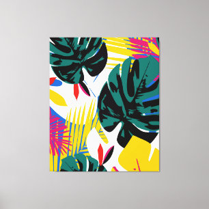 Toile Abstraits Plantes de Monstère Tropicale Géométriqu