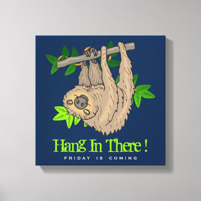Toile Accroche-toi là Sloth sur une branche d'arbre (Recto)