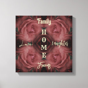 Toile Accueil Rose rouge Mots Abstraits Inspirationnels