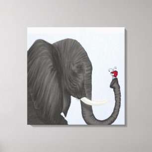 Toile Adorable éléphant et mignonne coccinelle