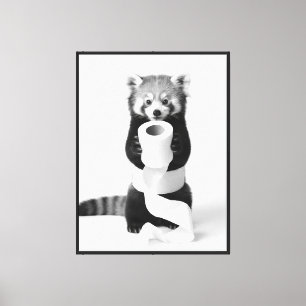 Toile Adorable Panda Roux S'accrochant au Papier Toilett