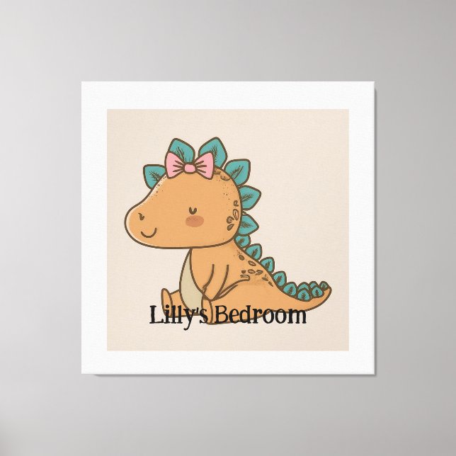 Toile Adorable Petite fille Dinosaur - Design Dino migno (Recto)