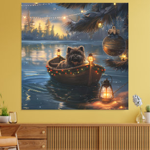 Toile Affenpinscher Festive Christmas Voyage