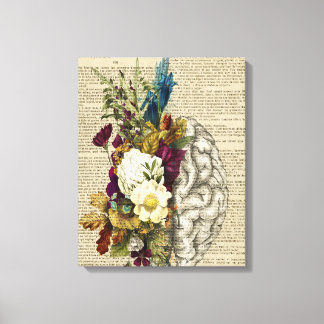 Toile affiche d'anatomie du cerveau floral médical