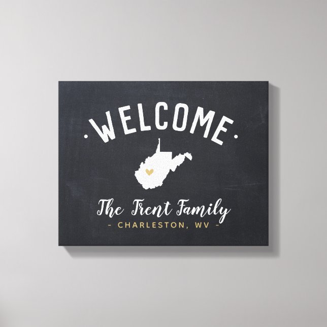 Toile Affiche de bienvenue de monogramme de la famille W (Recto)