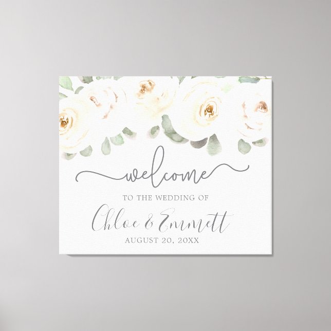 Toile Affiche de bienvenue Mariage de White Rose (Recto)