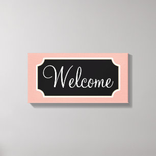 Toile Affiche de bienvenue rose