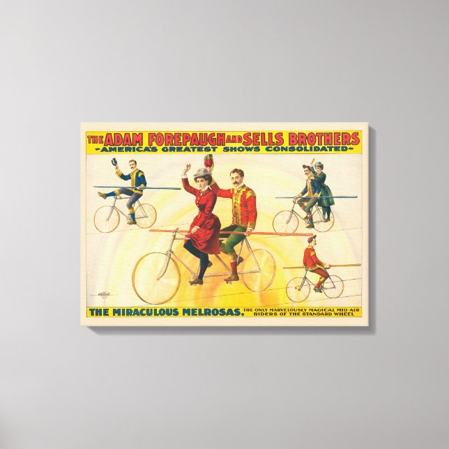 Toile Affiche De Cirque Montrant Des Vélos Sur Tightrope (Recto)