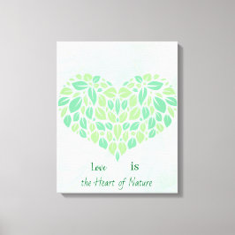 Toile Affiche de cœur à l'aquarelle de feuilles botaniqu
