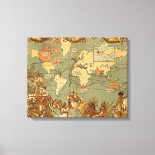 Toile Affiche de la carte du monde de l'Empire britanniq