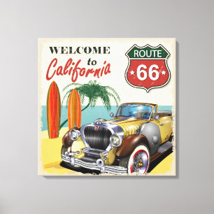 Toile Affiche de la route 66 "Bienvenue en Californie",