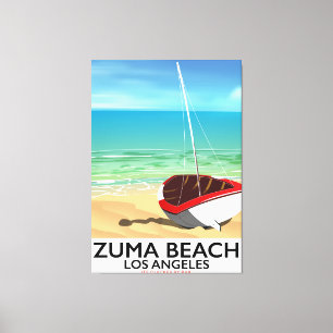 Toile Affiche de plage de Zuma Beach LA Rail