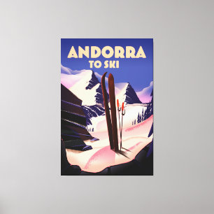 Toile affiche de ski d'Andorre.