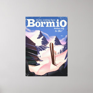 Toile Affiche de ski de Bormio, Sondrio, région de Lomba
