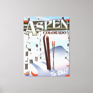 Toile Affiche de ski de style vintage Aspen Colorado