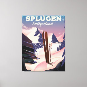 Toile affiche de ski splügen Suisse