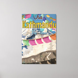 Toile Affiche de Vintage voyage de Katmandou