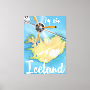 Toile affiche de vol de voyage vintage en Islande