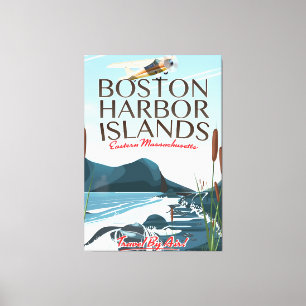 Toile Affiche de vol pour le port de Boston Massachusett