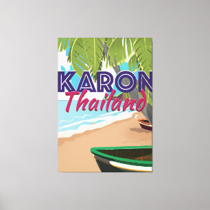 Toile Affiche de voyage de dessin animé Karon Thaïlande.