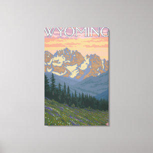 Toile Affiche de voyage de FlowersWyomingVintage de