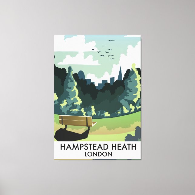 Toile Affiche de voyage de Hampstead Heath à Londres. (Recto)