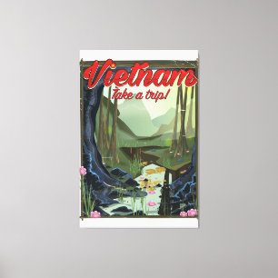 Toile Affiche de voyage de la grotte du Vietnam en dessi