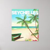 Affiche de voyage de plage aux Seychelles