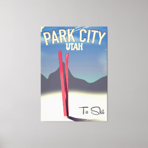 Toile affiche de voyage de ski du parc de l'Utah