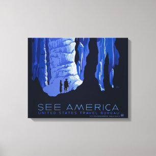 Toile Affiche de voyage de spéléologie Cavernes Voyage V
