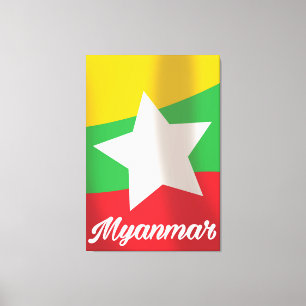 Toile Affiche de voyage du drapeau de la Birmanie