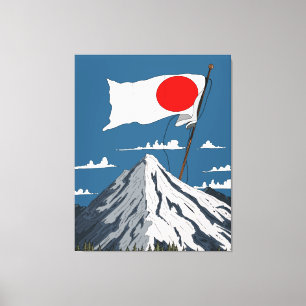 Toile Affiche de voyage du drapeau japonais
