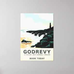 Toile Affiche de voyage Godrevy St Ives Bay, Cornouaille