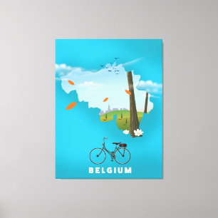 Toile Affiche de voyage imprimée carte de la Belgique.