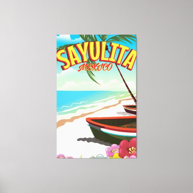 Toile Affiche de voyage mexicaine Sayulita (Recto)