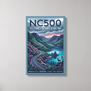 Toile Affiche de voyage NC500 Road Trip ultime en Écosse